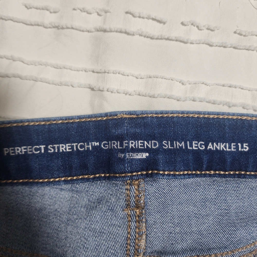 Chico's Perfect Stretch Girlfriend Slim Leg Ankle Jeans - Blue